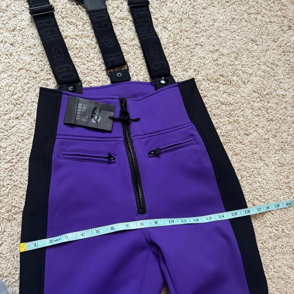GOLDBERGH WOMEN'S HIGH END SALOPETTE SKI PANTS BIB PURPLE BLACK US 4 - Picture 6 of 8